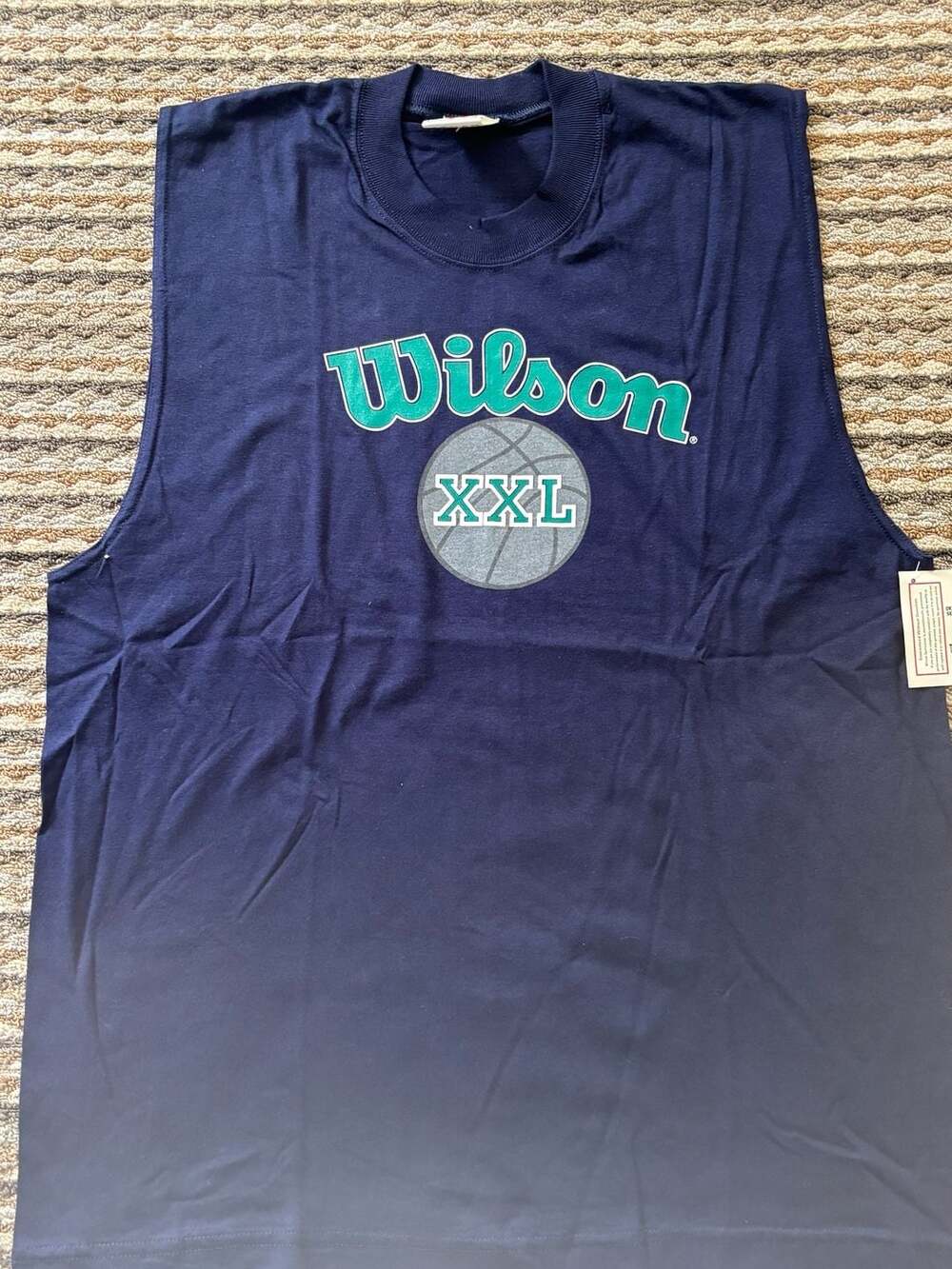Wilson Vintage 90s Navy Blue Basketball Sleeveless Tank Top Muscle Shirt